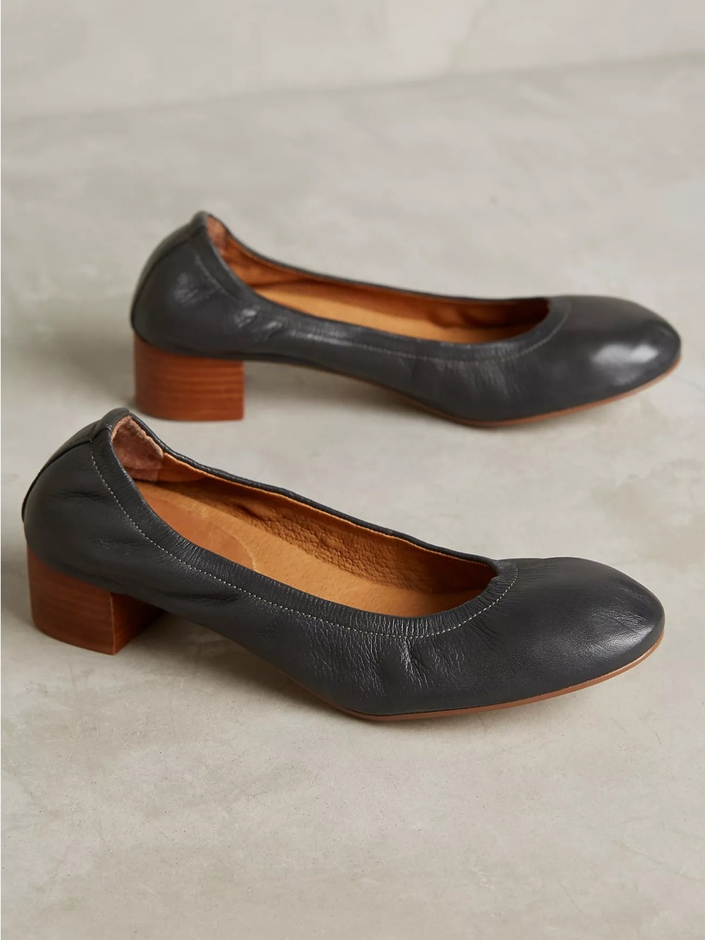 Anthropologie Jasper & Jeera Gilen  Leather Block Heel Ballet Flats Size 6B NWOT